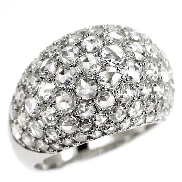 PT950 FINE ROSE CUT DIAMOND PAVE RING (1 of 3)