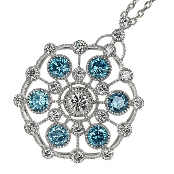 K18WG TREAT BLUE DIAMOND PENDANT NECKLACE: K18WG Treat Blue Diamond Pendant Necklace Brand: None Type/Style: pendant necklace Material: K18WG, Main Stone Natural Color: WG Size: Chain Length 45cm Accessories: None Accessories Notice: When