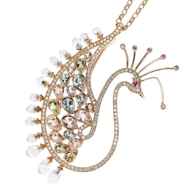 K18PG COLOR STONE RUBY PINK SAPPHIRE DIAMOND PENDANT NECKLACE AND BROOCH: K18PG color stone ruby pink sapphire diamond pendant necklace and brooch Brand: None Type/Style: pendant necklace Material: K18PG, Main Stone Natural/sapphire/Ruby Color: PG Size: Chain Length 60.5cm