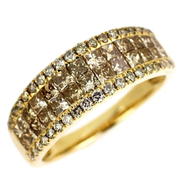 K18YG DIAMOND RING: K18YG Diamond Ring Brand: None Type/Style: Ring Material: K18YG, Main Stone Natural Color: YG Size: 6.75 - 7 US Accessories: None Accessories Notice: When purchasing pre-owned goods, please refer to