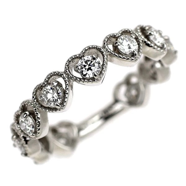 PT950 HEART SEMI-ETERNITY DIAMOND RING: Pt950 Heart Semi-Eternity Diamond Ring Brand: None Type/Style: Ring Material: Pt900, Main Stone Natural Color: None Size: 6 US Accessories: None Accessories Notice: When purchasing pre-owned goods,