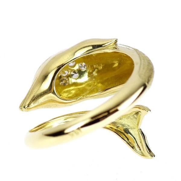 K18YG DIAMOND RING DOLPHIN - 2