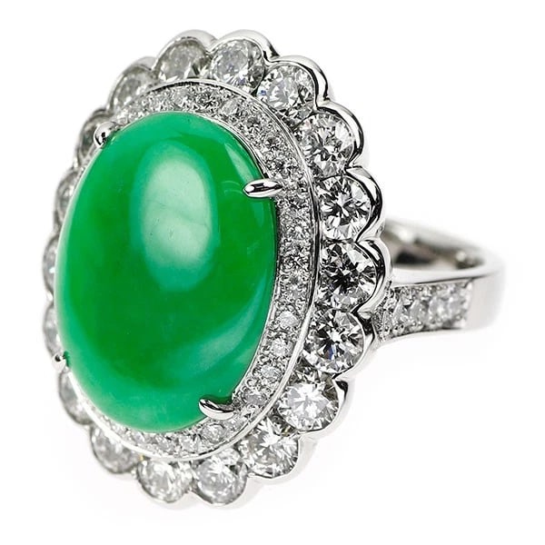 PT900 JADE DIAMOND RING - 2