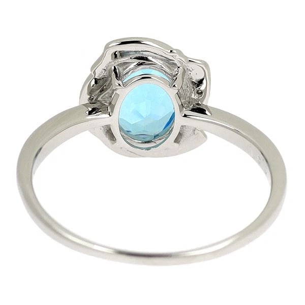 PT950 BLUE TOPAZ DIAMOND RING - 2
