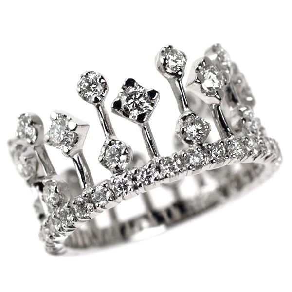 K18WG DIAMOND RING: K18WG Diamond Ring Brand: None Type/Style: Ring Material: K18WG, Main Stone Natural Color: WG Size: 6.75 - 7 US Accessories: None Accessories Notice: When purchasing pre-owned goods, please refer to