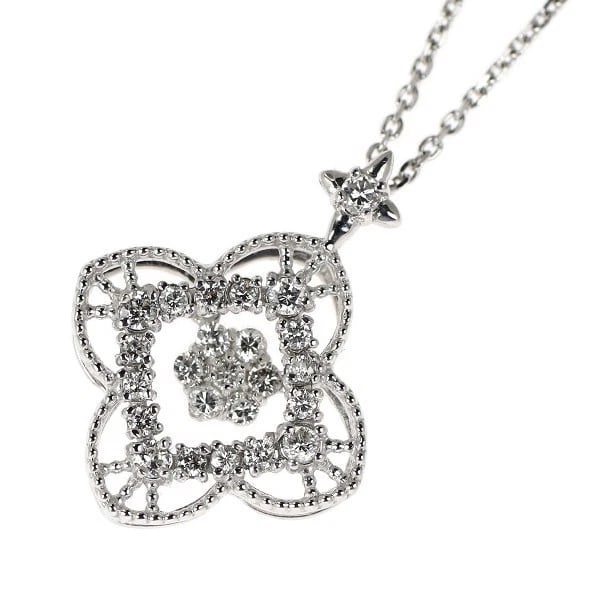 K18WG DIAMOND PENDANT NECKLACE: K18WG DIAMOND PENDANT NECKLACE Brand: None Type/Style: pendant necklace Material: K18WG, Main Stone Natural Color: WG Size: Chain Length 45.5cm Accessories: None Accessories Notice: When purchasing