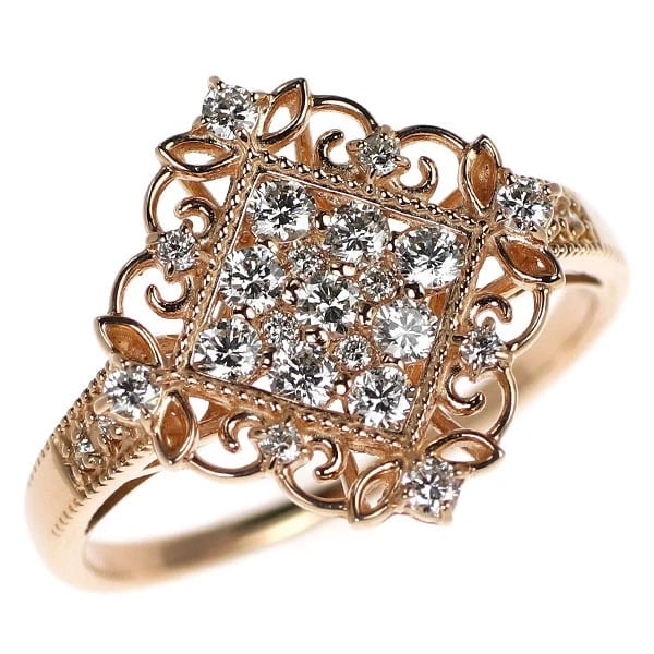 K18PG DIAMOND RING: K18PG diamond ring Brand: None Type/Style: Ring Material: K18PG, Main Stone Natural Color: PG Size: 7.5 US Accessories: None Accessories Notice: When purchasing pre-owned goods, please refer to the