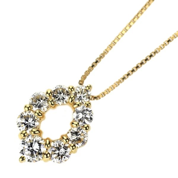 K18YG DIAMOND PENDANT NECKLACE: K18YG DIAMOND PENDANT NECKLACE Brand: None Type/Style: pendant necklace Material: K18YG, Main Stone Natural Color: YG Size: Chain Length 40cm Accessories: None Accessories Notice: When purchasing