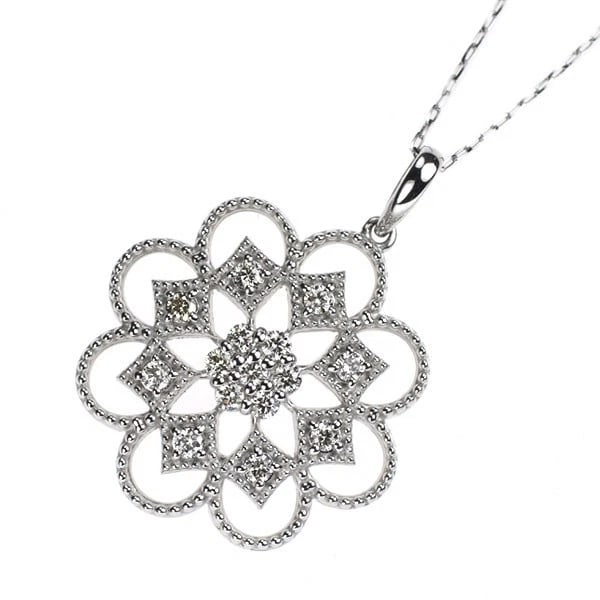 PT900 DIAMOND PENDANT NECKLACE FLOWER: Pt900 diamond pendant necklace flower Brand: None Type/Style: pendant necklace Material: PT900, Main Stone Natural Color: Pt Size: Chain Length 40cm Accessories: None Accessories Notice: When