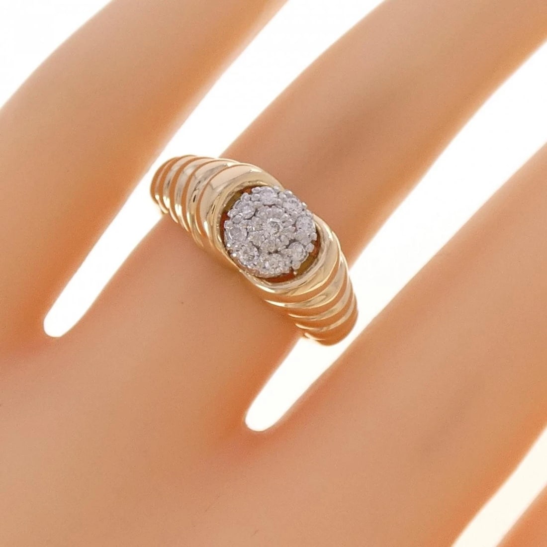 K18YG/PT900 DIAMOND RING - 2