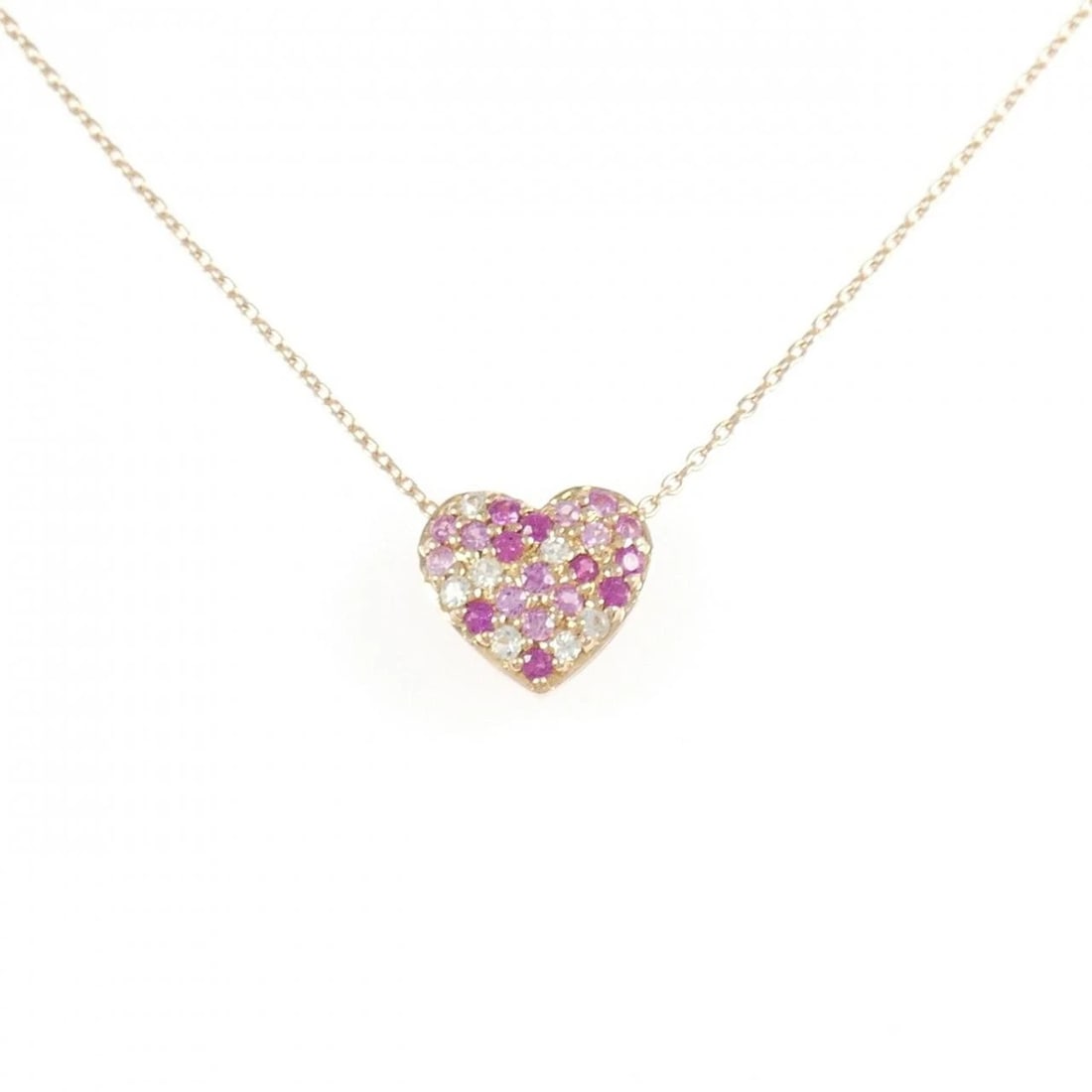 K18PG HEART RUBY NECKLACE: K18PG Heart Ruby Necklace Brand: Unbranded Type/Style: Ruby Necklace Material: K18 Pink Gold, Main Stone Ruby Color: PG Size: Length: 45cm Accessories: None Accessories Notice: When purchasing
