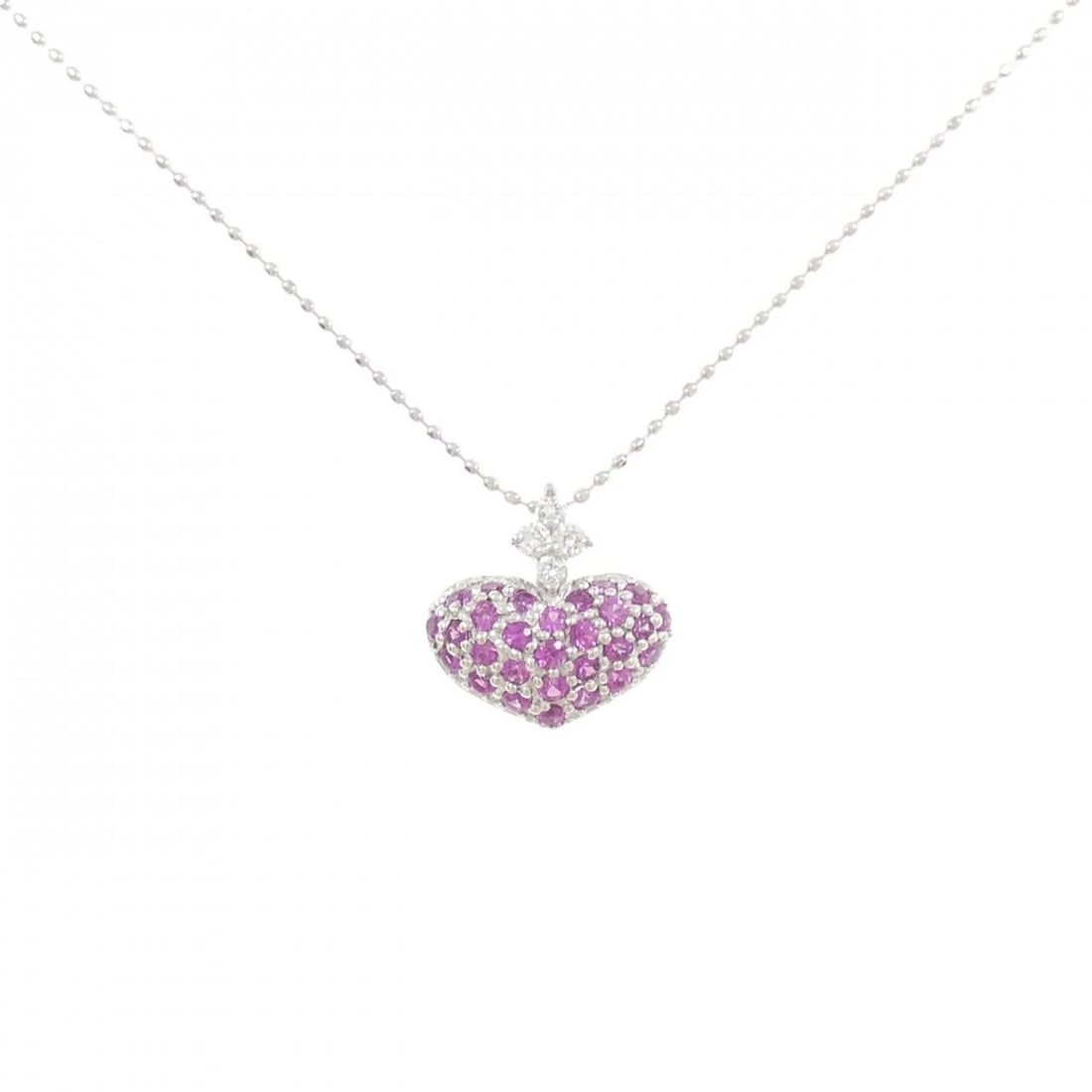 K18WG HEART SAPPHIRE NECKLACE: K18WG Heart Sapphire Necklace Brand: Unbranded Type/Style: Sapphire Necklace Material: K18 white gold, Main Stone Sapphire, Natural Color: WG Size: Length: 45cm Accessories: None Accessories Notice: