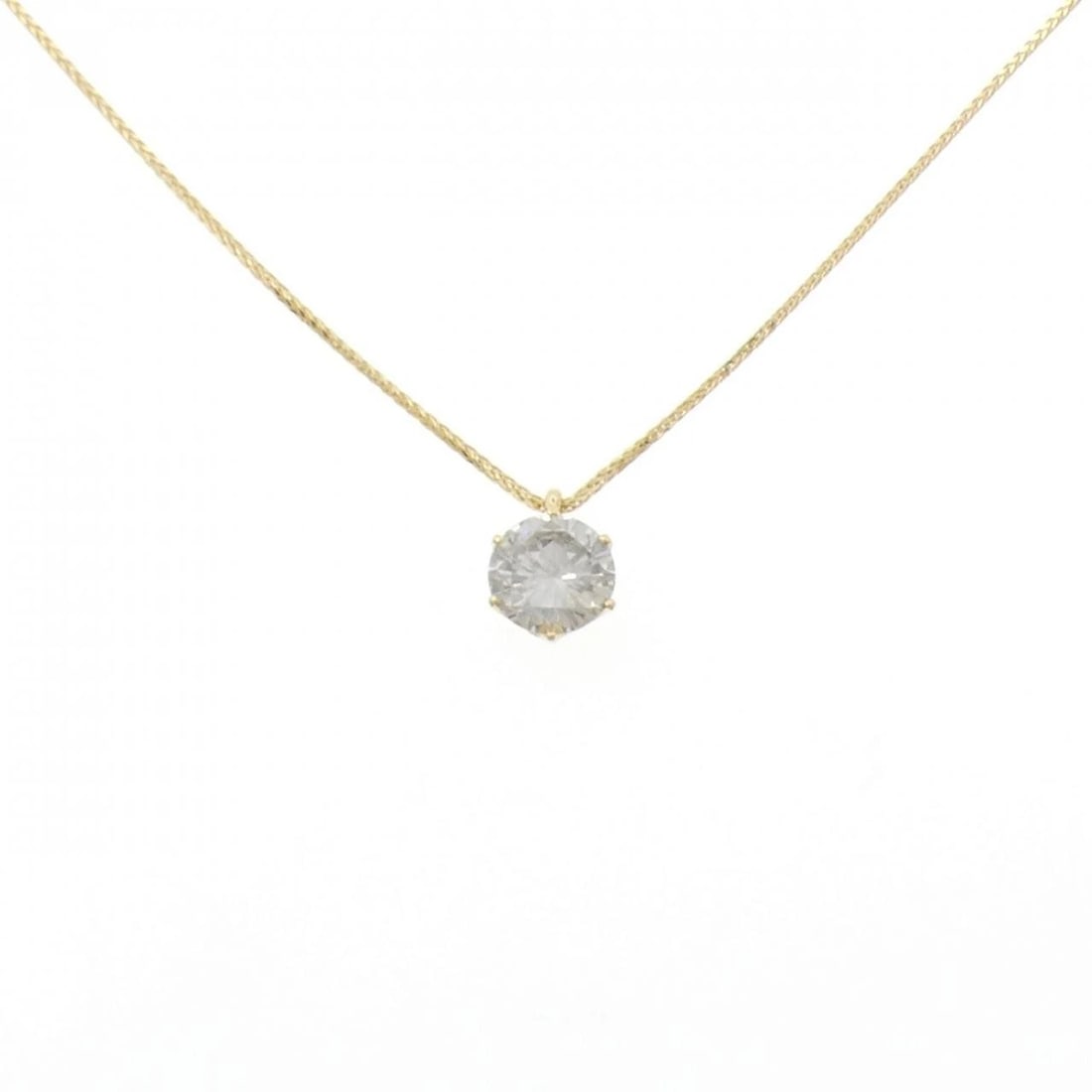 18K YELLOW GOLD SOLITAIRE DIAMOND NECKLACE: 18K Yellow Gold Solitaire Diamond Necklace Brand: Unbranded Type/Style: Diamond Necklace Material: K18 yellow gold, Main Stone Natural Color: YG Size: Length: 46cm Accessories: None Accessories