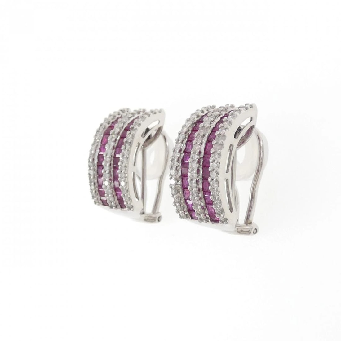 18K WHITE GOLD RUBY PIERCE/EARRING - 2