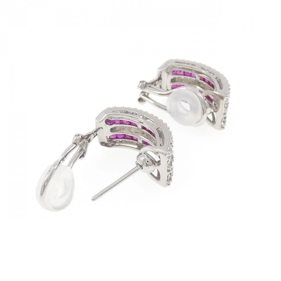 18K WHITE GOLD RUBY PIERCE/EARRING - 3