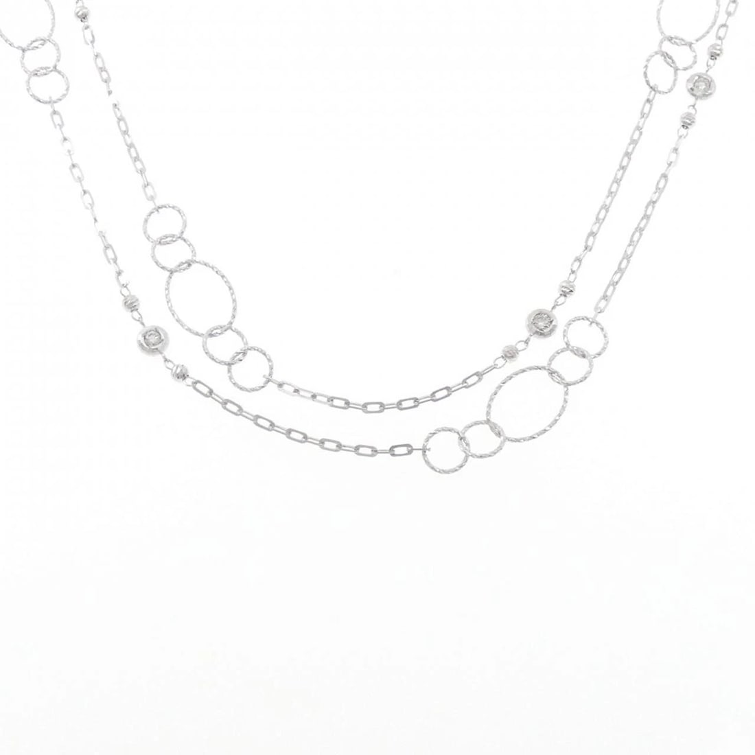 K18WG DIAMOND NECKLACE: K18WG Diamond Necklace Brand: Unbranded Type/Style: Diamond Necklace Material: K18 white gold, Main Stone Natural Color: WG Size: Length: 80cm Accessories: None Accessories Notice: When purchasing