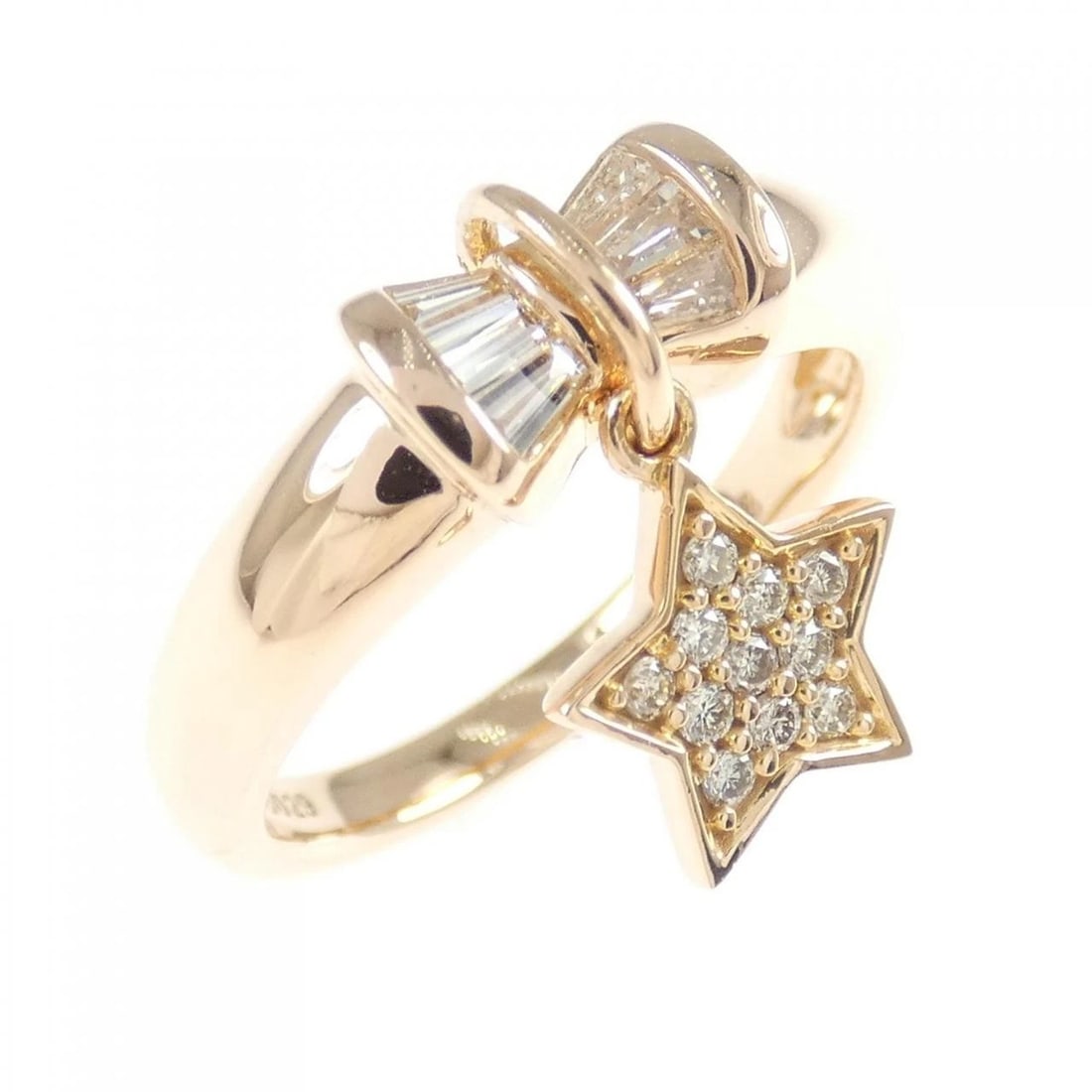 K18PG STAR DIAMOND RING: K18PG Star Diamond Ring Brand: Unbranded Type/Style: Diamond Ring Material: K18 Pink Gold, Main Stone Natural Color: PG Size: US5 1/4 Accessories: None Accessories Notice: When purchasing pre-owned