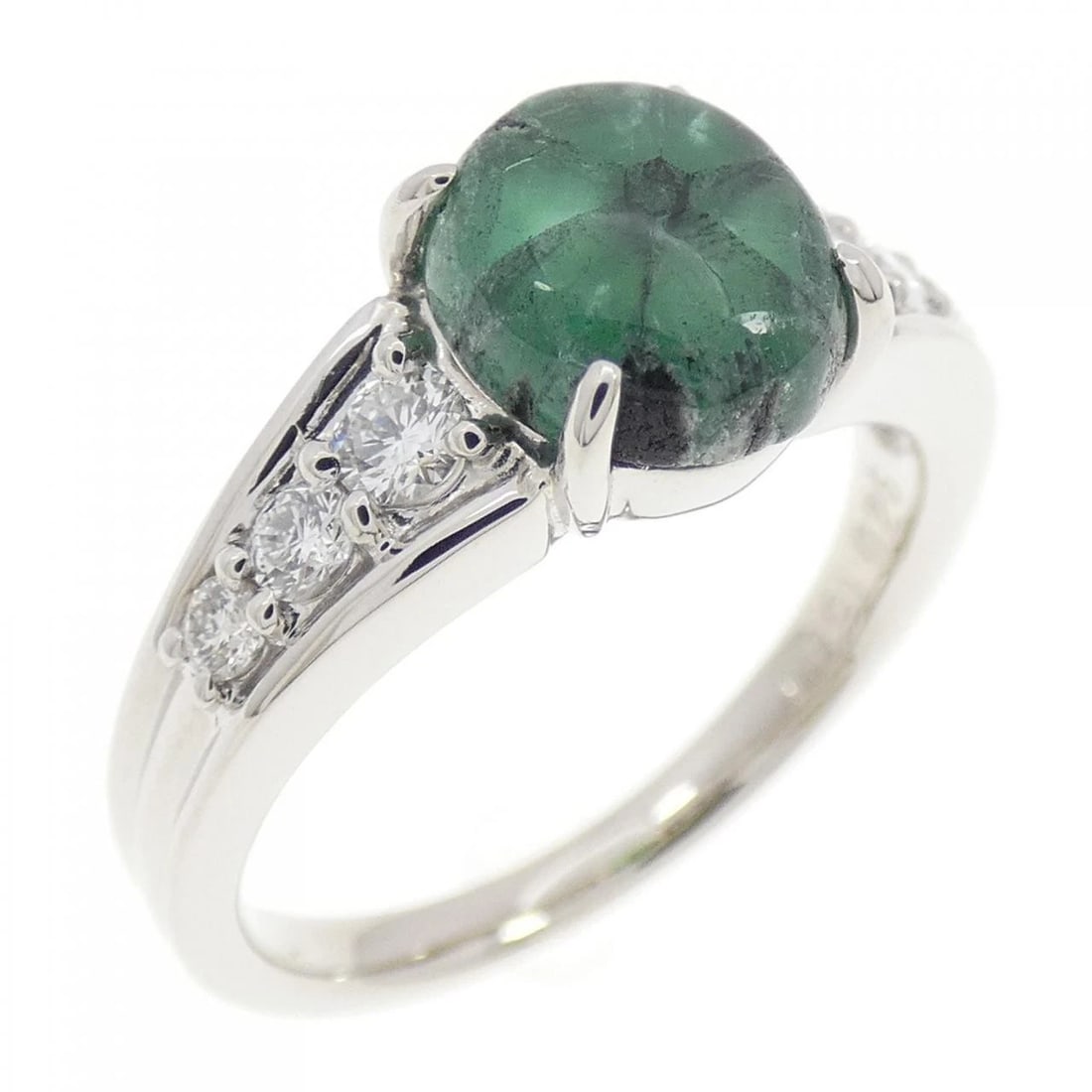 PT900 TRAPICHE EMERALD RING: PT900 Trapiche Emerald Ring Brand: Unbranded Type/Style: Trapiche Emerald Ring Material: Platinum900, Main Stone Trapiche Emerald, Natural Color: PT Size: US6 1/4 Accessories: None Accessories