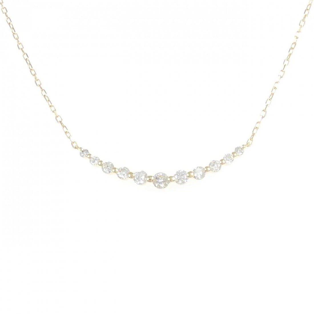 K18YG DIAMOND NECKLACE: K18YG Diamond Necklace Brand: Unbranded Type/Style: Diamond Necklace Material: K18 yellow gold, Main Stone Natural Color: YG Size: Length: 47cm Accessories: None Accessories Notice: When purchasing