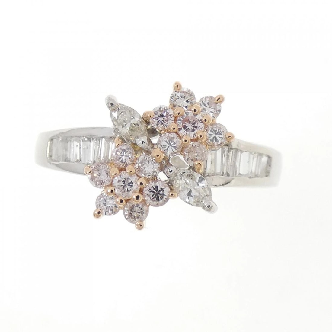 PT900/K14PG FLOWER DIAMOND RING - 2