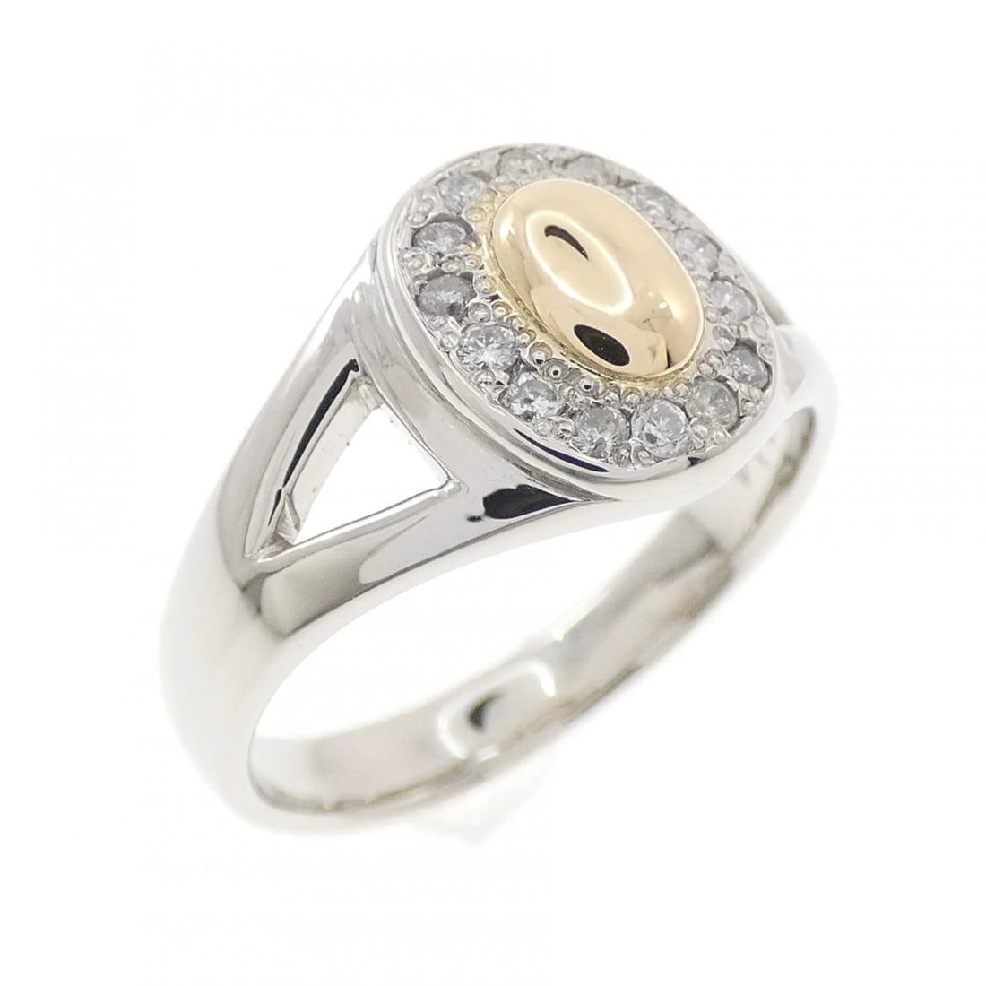 PT900/K18YG DIAMOND RING: PT900/K18YG Diamond Ring Brand: Unbranded Type/Style: Diamond Ring Material: Platinum 900 / K18 yellow gold, Main Stone Natural Color: PT, YG Size: US5 1/4 Accessories: None Accessories Notice: When