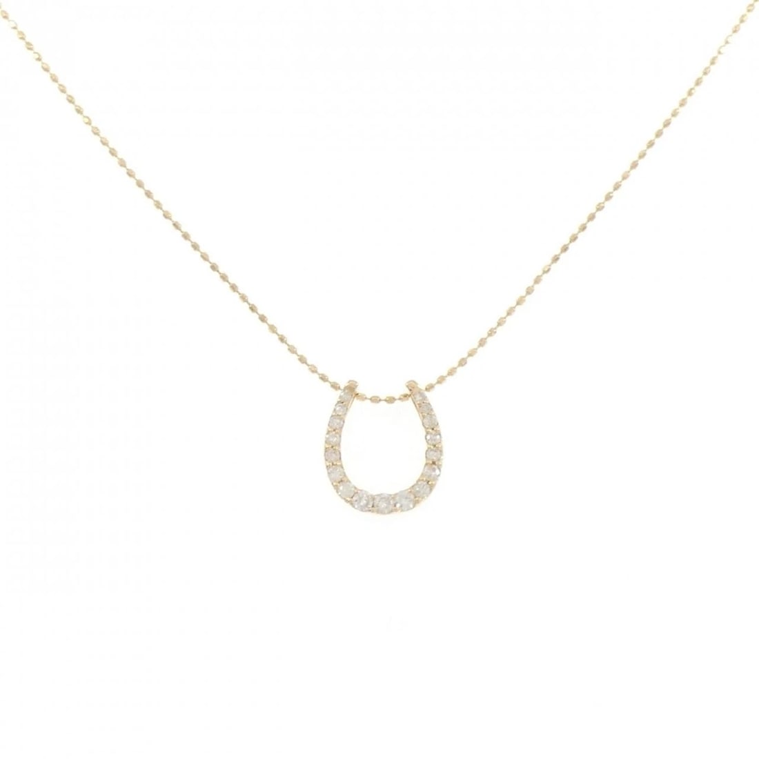 18K YELLOW GOLD HORSESHOE DIAMOND NECKLACE: 18K Yellow Gold Horseshoe Diamond Necklace Brand: Unbranded Type/Style: Diamond Necklace Material: K18 yellow gold, Main Stone Natural Color: YG Size: Length: 40cm Accessories: None Accessories