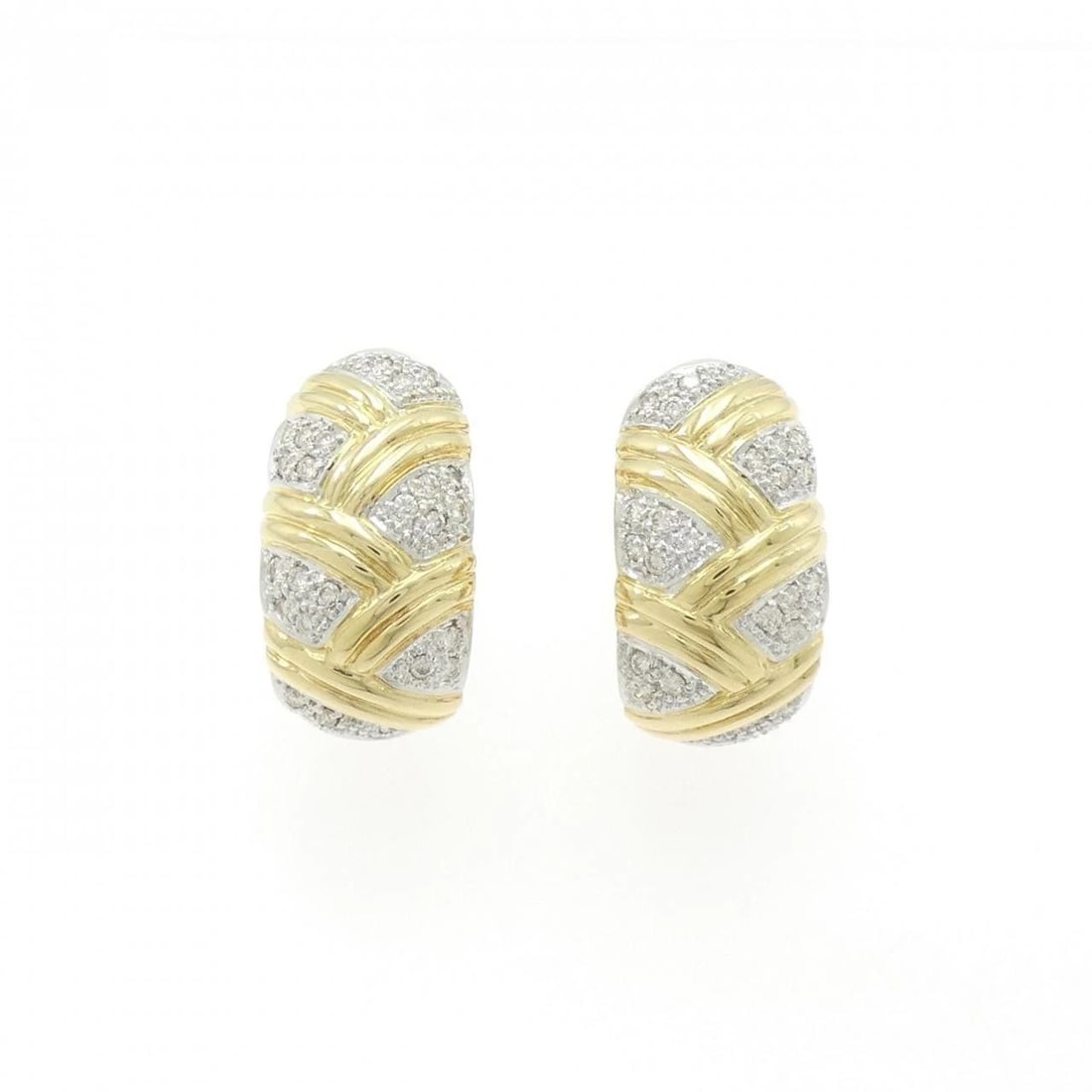 K18YG/K18WG DIAMOND EARRINGS: K18YG/K18WG Diamond Earrings Brand: Unbranded Type/Style: Diamond Pierce/Earring Material: 18K Yellow Gold/18K White Gold, Main Stone Natural Color: YG, WG Size: Actual Size: Approx. height x width: