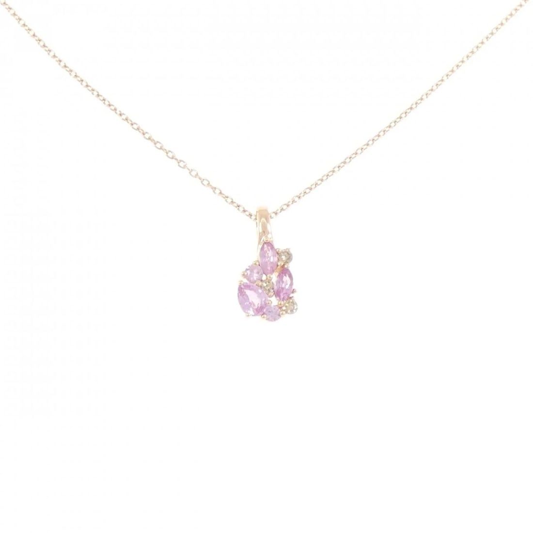 SAPPHIRE NECKLACE: Sapphire Necklace Brand: None Type/Style: Necklace Material: K18 Pink Gold, Main Stone Sapphire, Natural Color: PG Size: Length: 45cm Accessories: None Accessories Notice: When purchasing pre-owned