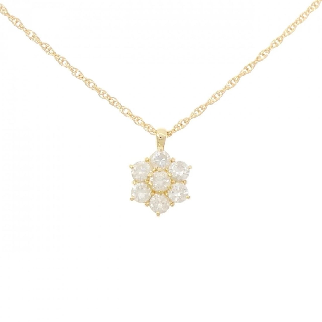 K18YG FLOWER DIAMOND NECKLACE: K18YG Flower Diamond Necklace Brand: Unbranded Type/Style: Diamond Necklace Material: K18 yellow gold, Main Stone Natural Color: YG Size: Length: 40cm Accessories: None Accessories Notice: When