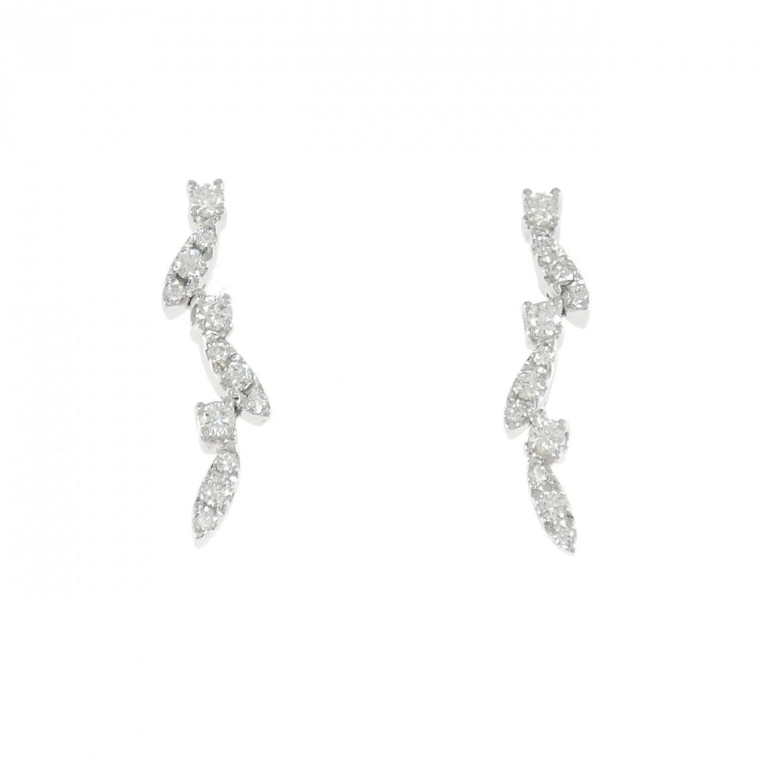 K18WG DIAMOND PIERCE: K18WG Diamond Pierce Brand: Unbranded Type/Style: Diamond Pierce/Earring Material: K18 white gold, Main Stone Natural Color: WG Size: Actual Size: Approx. length x width: 21.6mm x 6.3mm Accessories: