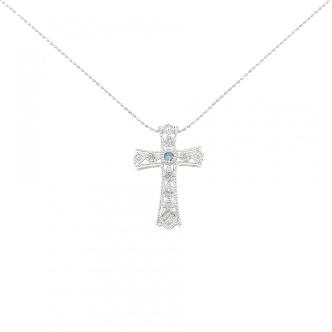 K18WG CROSS DIAMOND NECKLACE: K18WG Cross Diamond Necklace Brand: Unbranded Type/Style: Diamond Necklace Material: K18 white gold, Main Stone Natural Color: WG Size: Length: 40cm Accessories: None Accessories Notice: When