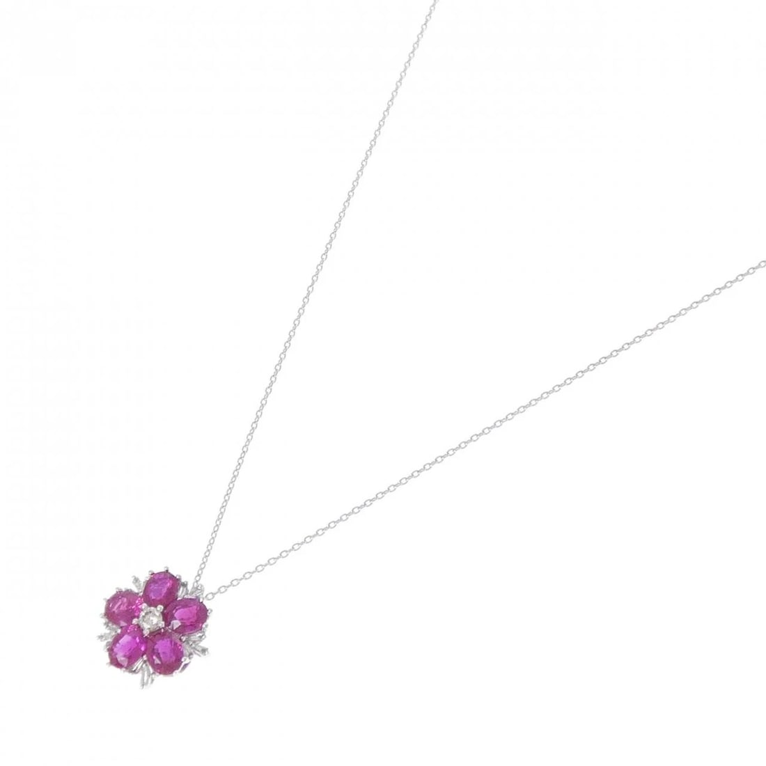 K18WG FLOWER RUBY NECKLACE - 2