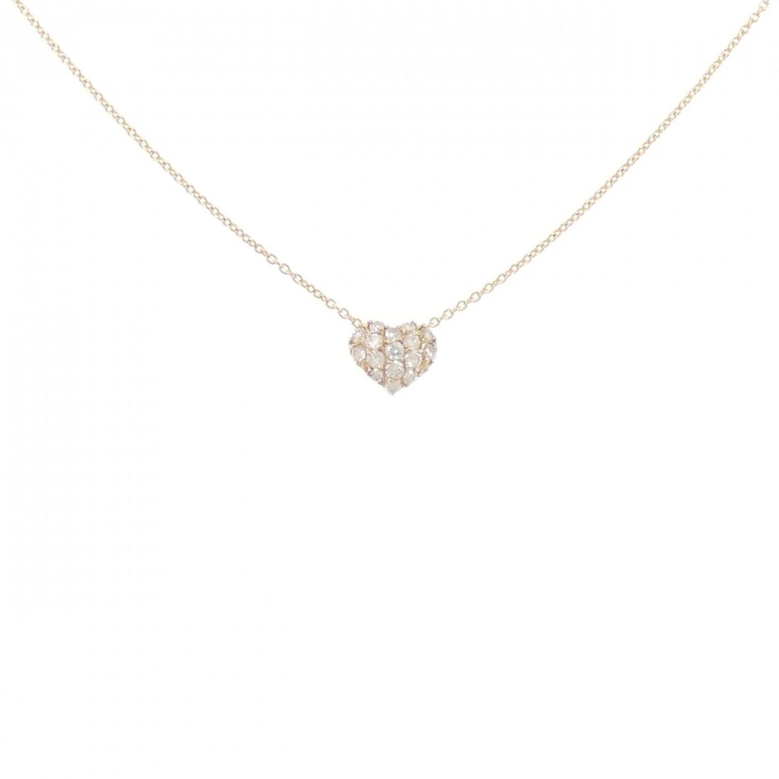 K18PG PAVE HEART DIAMOND NECKLACE: K18PG Pave Heart Diamond Necklace Brand: Unbranded Type/Style: Diamond Necklace Material: K18 Pink Gold, Main Stone Natural Color: PG Size: Length: 40cm Accessories: None Accessories Notice: When