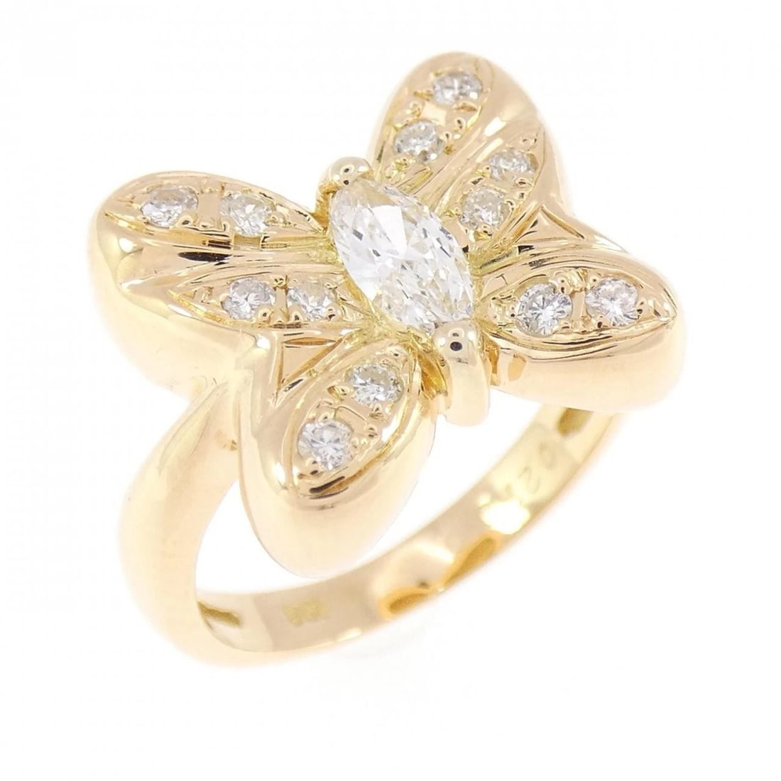 K18YG BUTTERFLY DIAMOND RING: K18YG Butterfly Diamond Ring Brand: Unbranded Type/Style: Diamond Ring Material: K18 yellow gold, Main Stone Natural Color: YG Size: US4 Accessories: None Accessories Notice: When purchasing