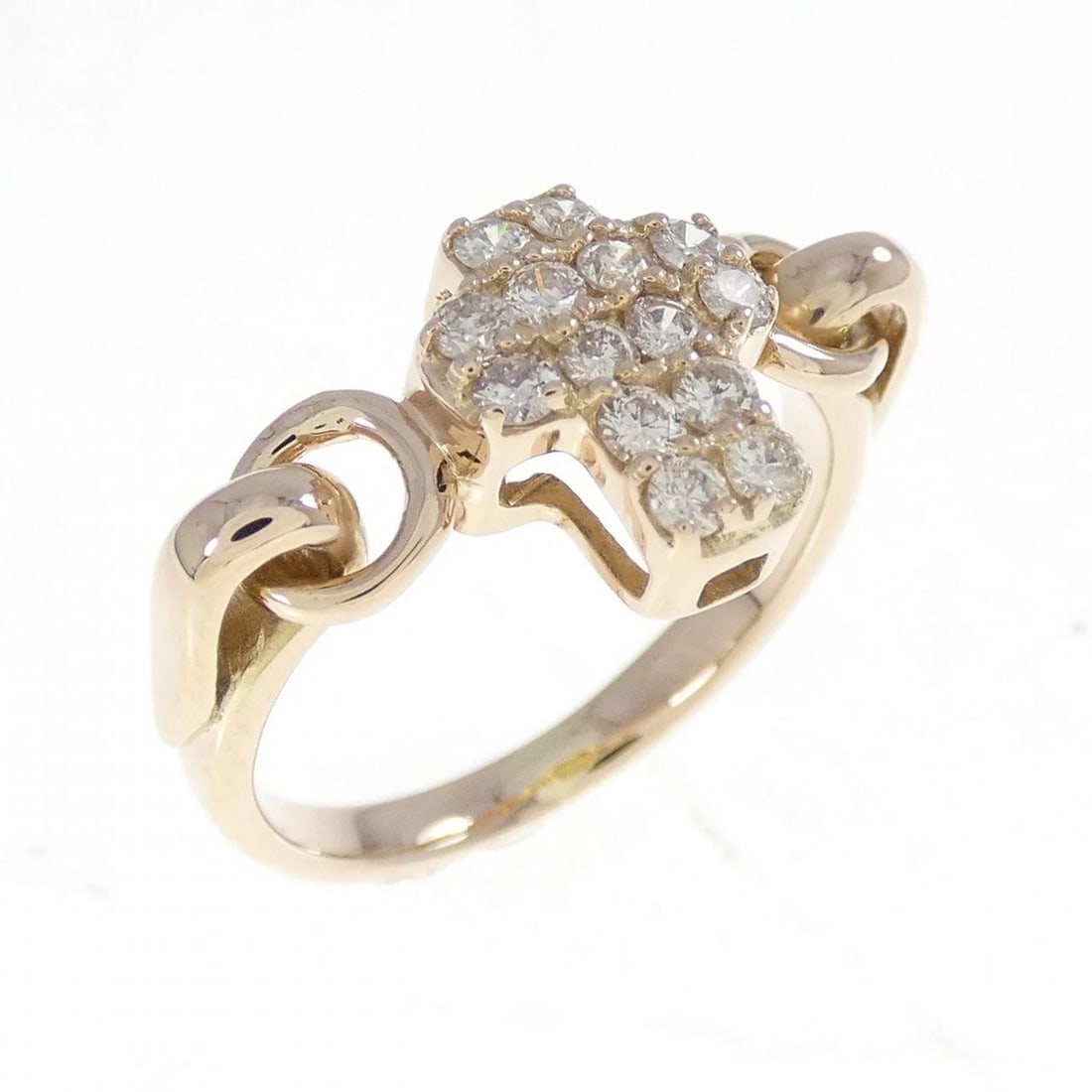 K18PG CROSS DIAMOND RING: K18PG Cross Diamond Ring Brand: Unbranded Type/Style: Diamond Ring Material: K18 Pink Gold, Main Stone Natural Color: PG Size: US4 Accessories: None Accessories Notice: When purchasing pre-owned