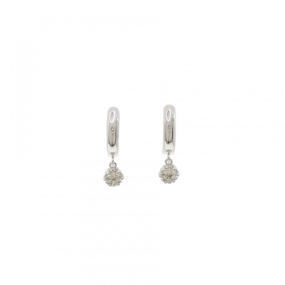 K18WG/K14WG FLOWER DIAMOND EARRING: K18WG/K14WG Flower Diamond Earring Brand: Unbranded Type/Style: Diamond Pierce/Earring Material: K18WhiteGold / K14WhiteGold, Main Stone Natural Color: WG Size: Approximate dimensions (height x