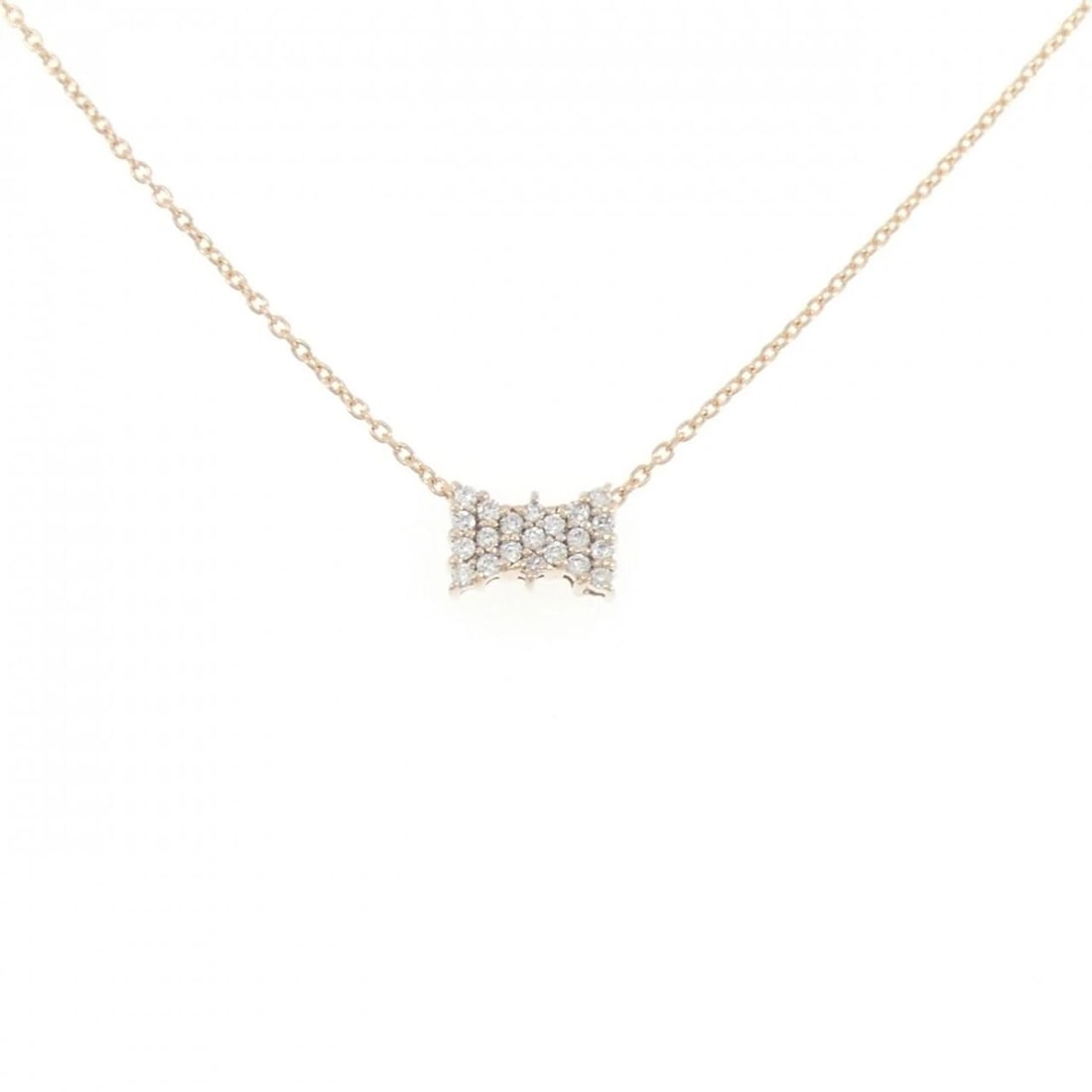 K18PG RIBBON DIAMOND NECKLACE: K18PG Ribbon Diamond Necklace Brand: Unbranded Type/Style: Diamond Necklace Material: K18 Pink Gold, Main Stone Natural Color: PG Size: Length: 40cm Accessories: None Accessories Notice: When