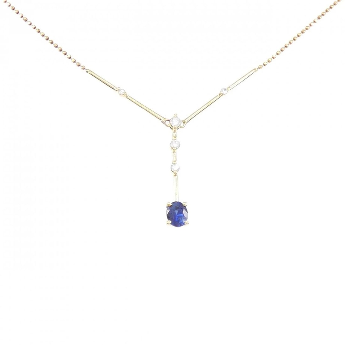 K18YG SAPPHIRE NECKLACE: K18YG Sapphire Necklace Brand: Unbranded Type/Style: Sapphire Necklace Material: K18 yellow gold, Main Stone Sapphire, Natural Color: YG Size: Length: 41cm Accessories: None Accessories Notice: When