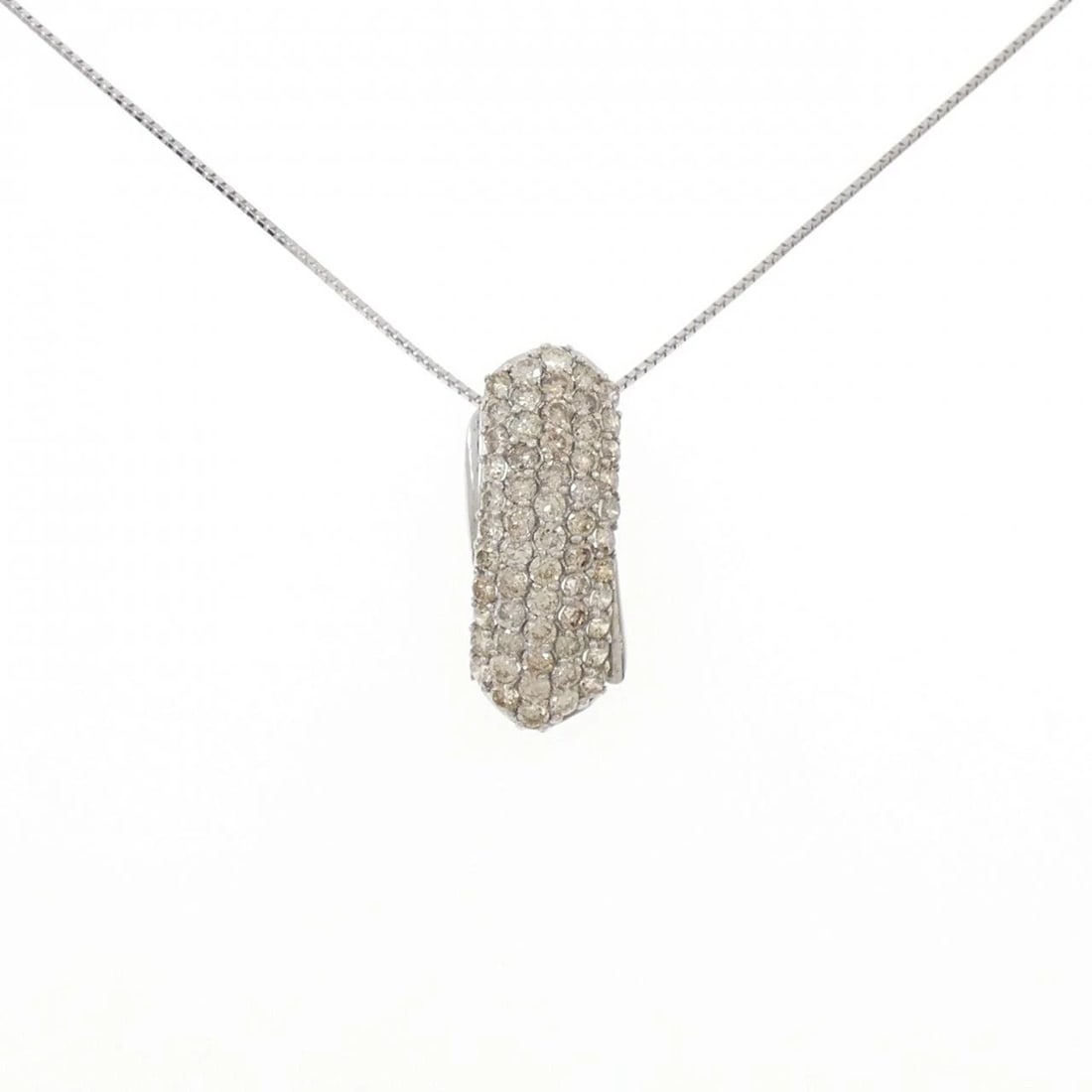 K18WG PAVE DIAMOND NECKLACE: K18WG Pave Diamond Necklace Brand: Unbranded Type/Style: Diamond Necklace Material: K18 white gold, Main Stone Natural Color: WG Size: Length: 45cm Accessories: None Accessories Notice: When