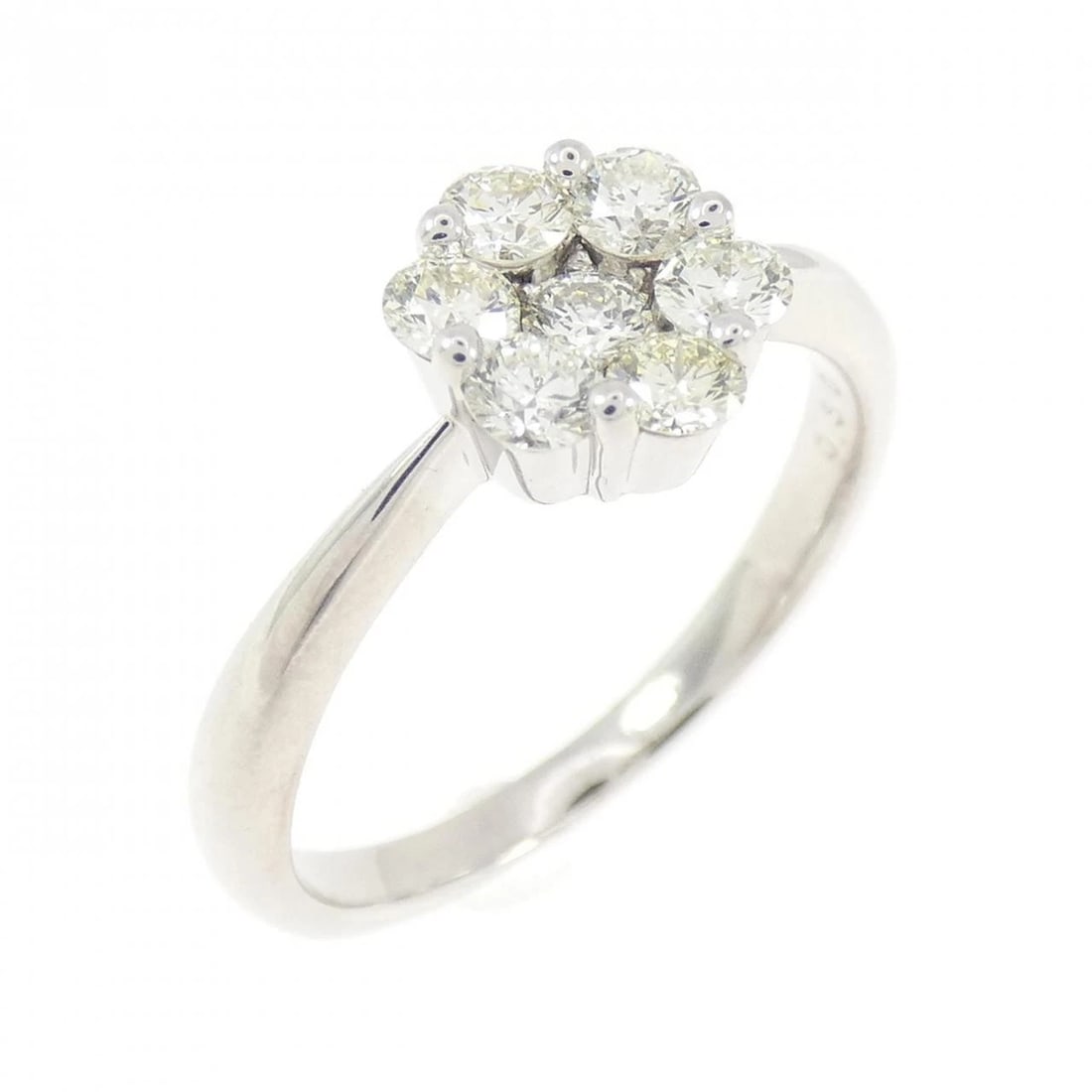 K18WG FLOWER DIAMOND RING: K18WG Flower Diamond Ring Brand: Unbranded Type/Style: Diamond Ring Material: K18 white gold, Main Stone Natural Color: WG Size: US6 Accessories: None Accessories Notice: When purchasing pre-owned