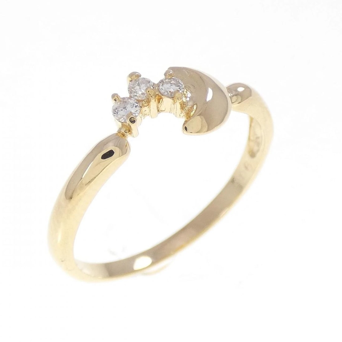 K18YG MOON DIAMOND RING: K18YG Moon Diamond Ring Brand: Unbranded Type/Style: Diamond Ring Material: K18 yellow gold, Main Stone Natural Color: YG Size: US5 3/4 Accessories: None Accessories Notice: When purchasing pre-owned