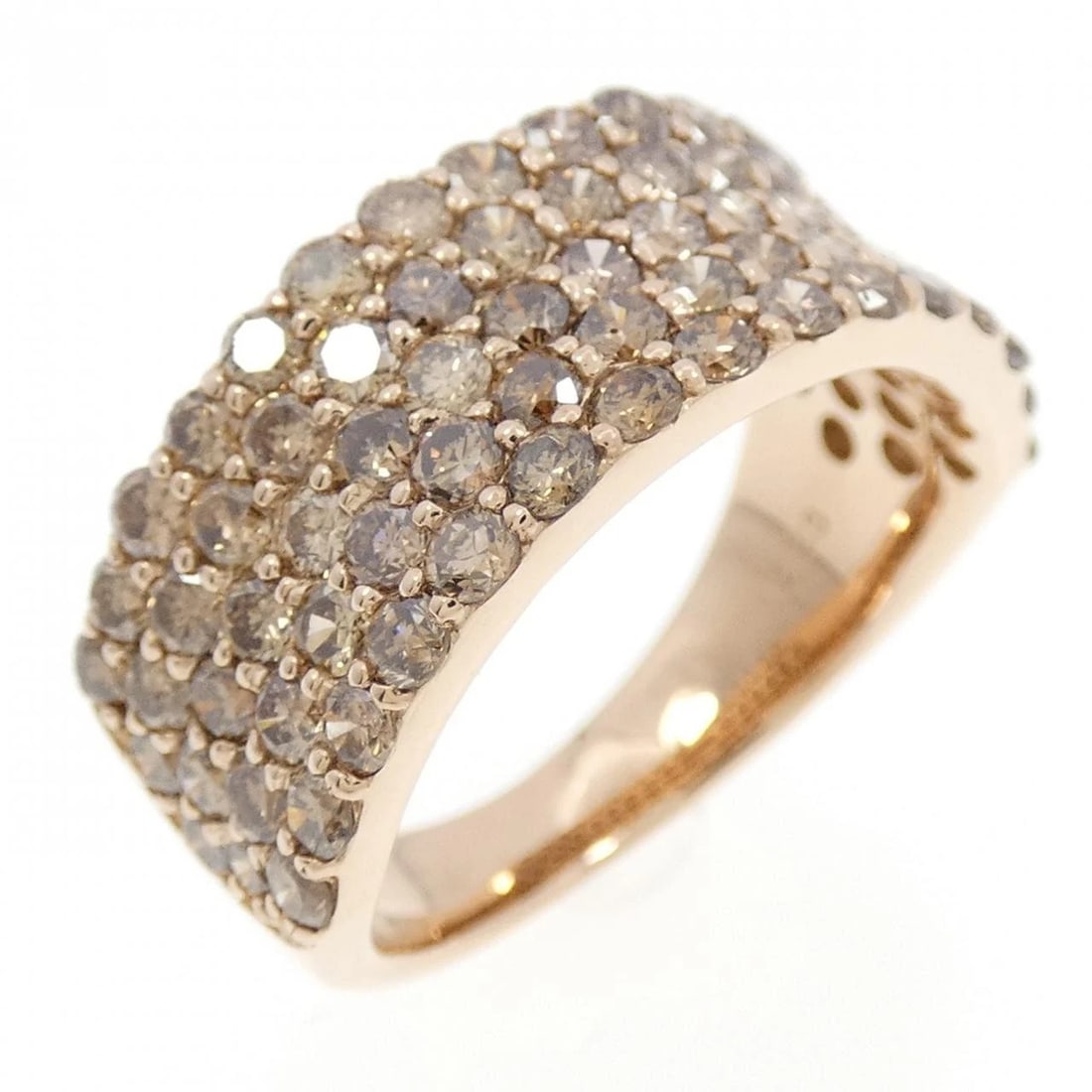 K18PG PAVE DIAMOND RING: K18PG Pave Diamond Ring Brand: Unbranded Type/Style: Diamond Ring Material: K18 Pink Gold, Main Stone Natural Color: PG Size: US5 1/2 Accessories: None Accessories Notice: When purchasing pre-owned