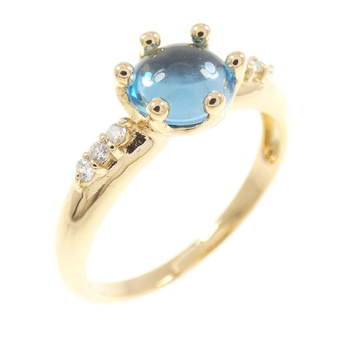 18K YELLOW GOLD BLUE TOPAZ RING: 18K Yellow Gold Blue Topaz Ring Brand: Unbranded Type/Style: Blue Topaz Ring Material: K18 yellow gold, Main Stone Blue Topaz, Natural Color: YG Size: US5 1/4 Accessories: None Accessories Notice: