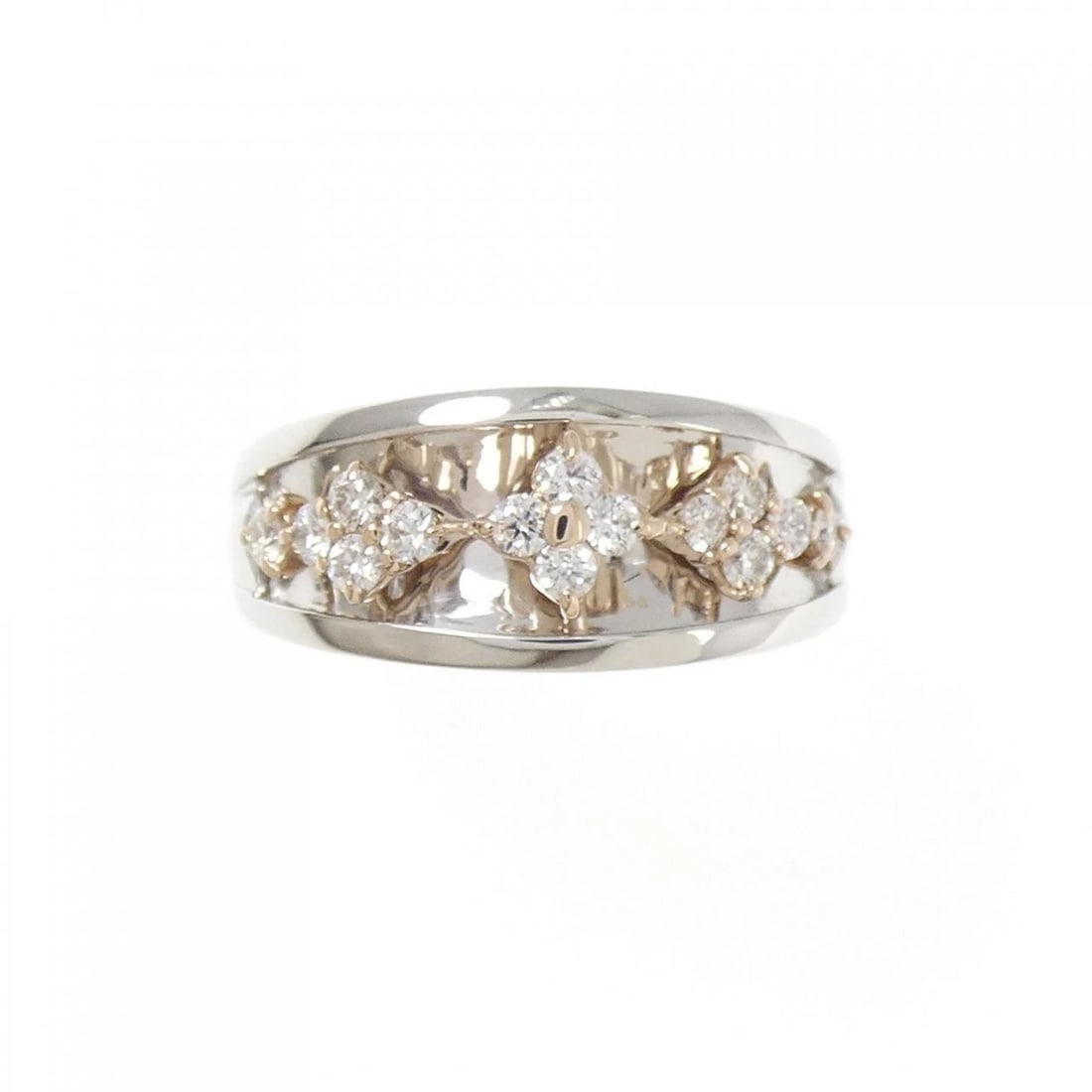 PT900/K18PG FLOWER DIAMOND RING - 2