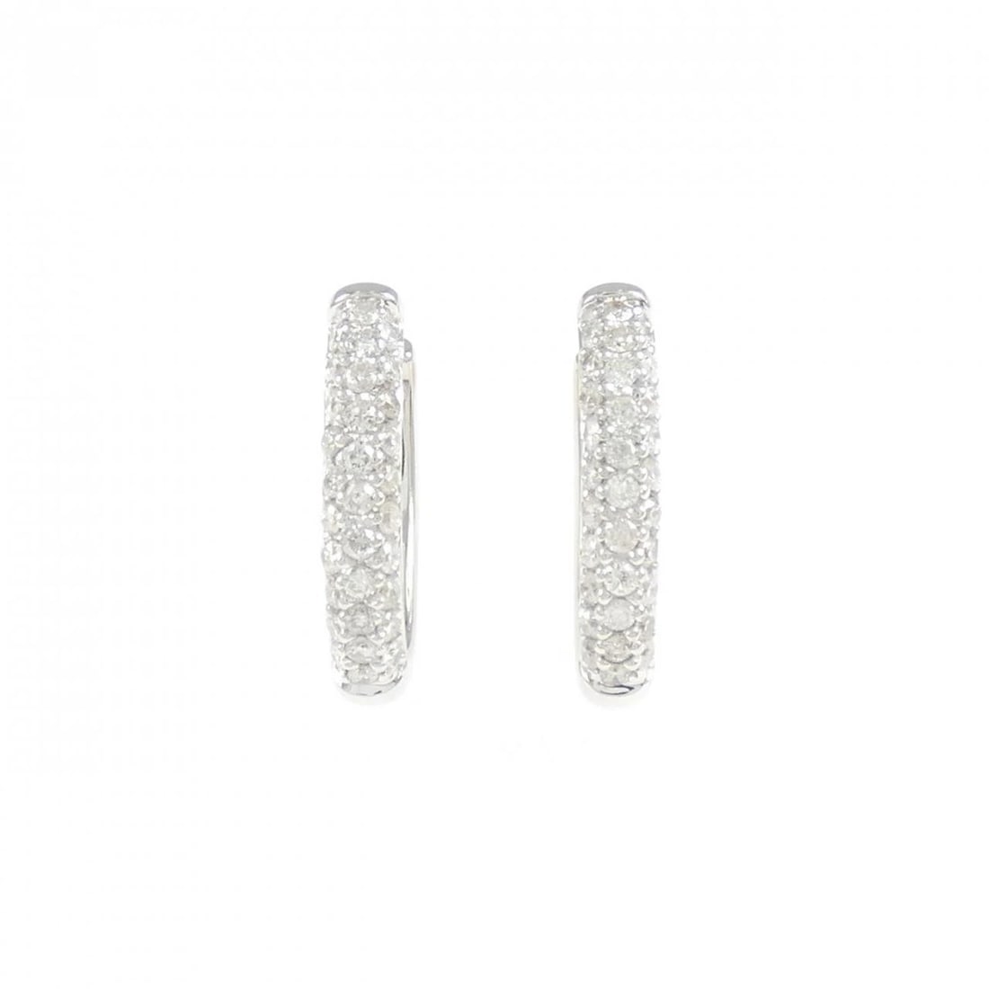 K18WG PAVE DIAMOND HOOP EARRINGS: K18WG Pave Diamond Hoop Earrings Brand: Unbranded Type/Style: Diamond Pierce/Earring Material: K18 white gold, Main Stone Natural Color: WG Size: Actual Size: Approx. height x width: 14.5mm x 2.9mm