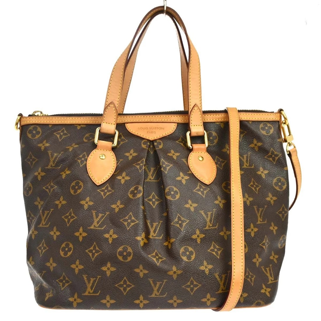 LOUIS VUITTON MONOGRAM PALERMO PM 2WAY TOTE BAG: LOUIS VUITTON MONOGRAM PALERMO PM 2WAY TOTE BAG Brand: Louis Vuitton Type/Style: Tote Material: Monogram Canvas, Leather Color: Brown Size: W 11.4 x H 10.6 x D 6.3 inch Accessories: None A