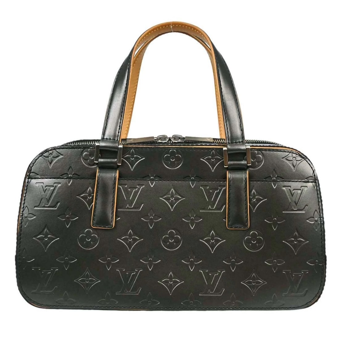 LOUIS VUITTON BLACK MONOGRAM MAT SHELTON HANDBAG: Louis Vuitton Black Monogram Mat Shelton Handbag Brand: Louis Vuitton Type/Style: Top Handle Bag Material: Monogram Mat Leather, Leather Color: Black Size: W 11.4 x H 6.3 x D 3.9 inch Accessories: