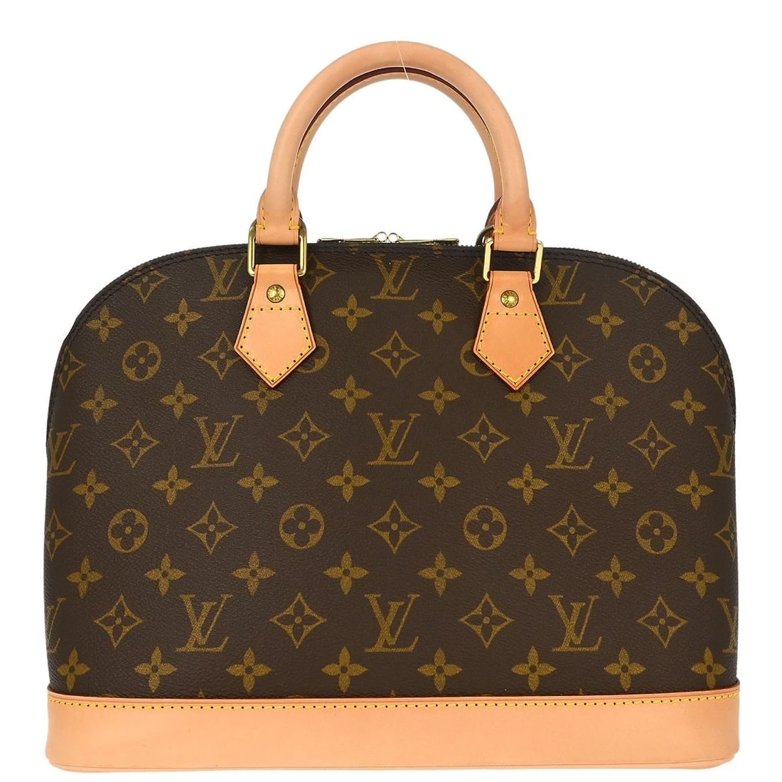 LOUIS VUITTON MONOGRAM ALMA HANDBAG: Louis Vuitton Monogram Alma Handbag Brand: Louis Vuitton Type/Style: Top Handle Bag Material: Monogram Canvas, Leather Color: Brown Size: W 11.8 x H 9.3 x D 6.3 inch Accessories: None Acce