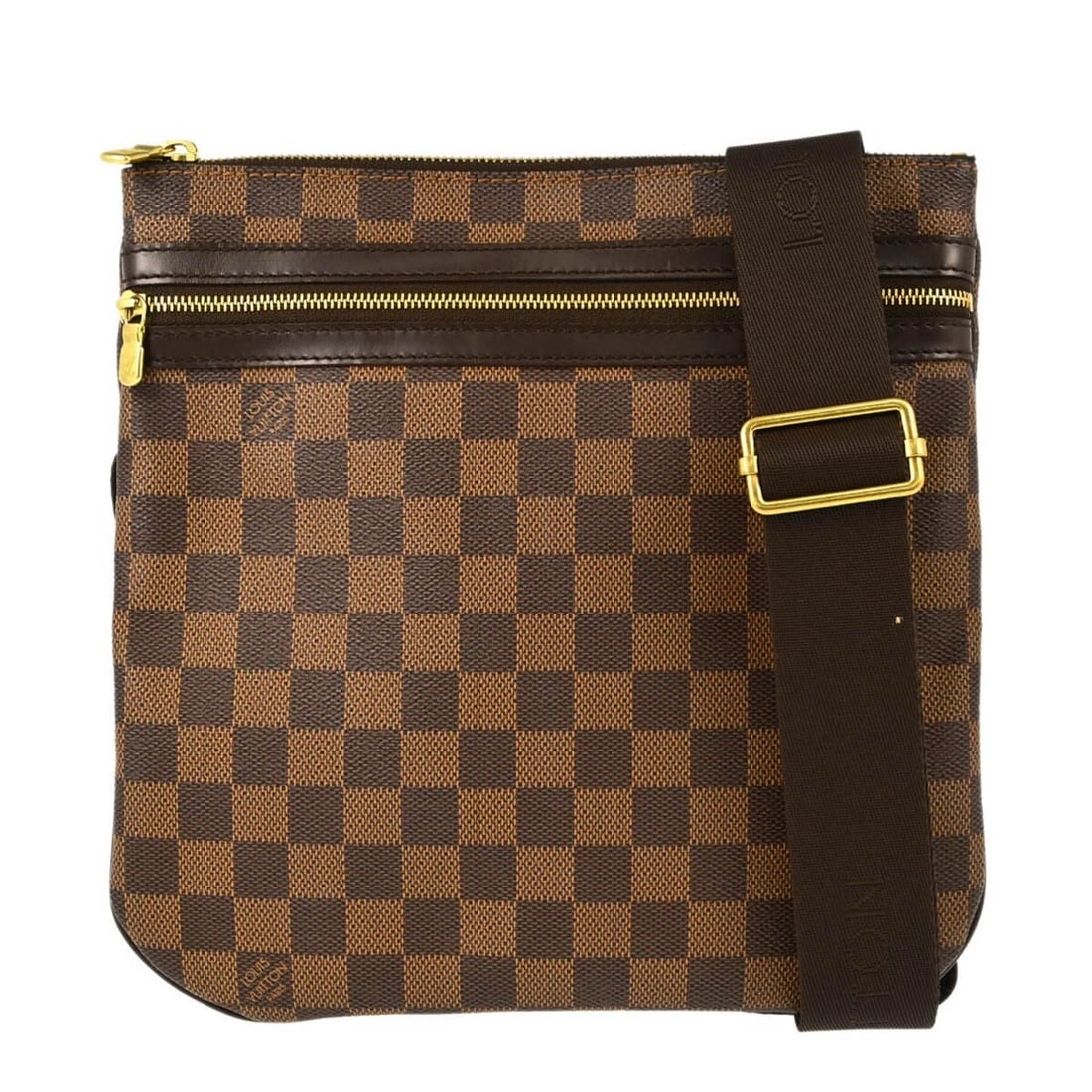 LOUIS VUITTON DAMIER POCHETTE BOSPHORE SHOULDER BAG: Louis Vuitton Damier Pochette Bosphore Shoulder Bag Brand: Louis Vuitton Type/Style: Shoulder Bag Material: Damier canvas, Leather Color: Ebene * Brown Size: W 10.2 x H 9.8 x D 0.8 inch Accessorie