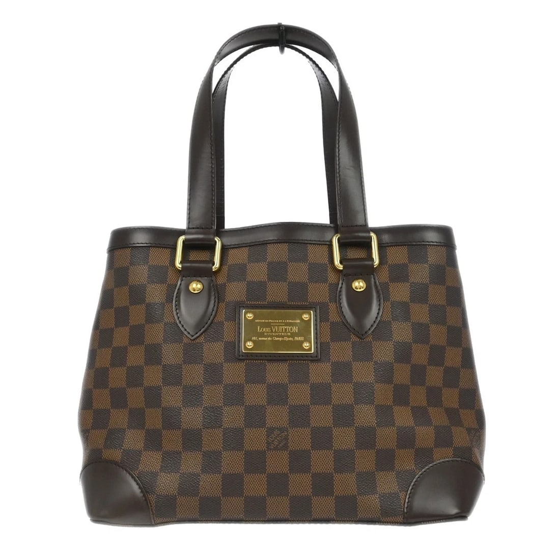 LOUIS VUITTON DAMIER HAMPSTEAD PM TOTE HANDBAG: Louis Vuitton Damier Hampstead PM Tote Handbag Brand: Louis Vuitton Type/Style: Tote Material: Damier Canvas, Leather Color: Ebene*Brown Size: W 11.4 x H 9.4 x D 7.1 inch Accessories: None